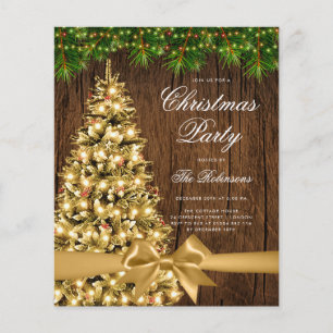 Gold Rustic Christmas Tree Invitation Menu du prog
