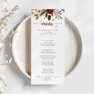 Gold Rustic Coloré Floral Diner Menu