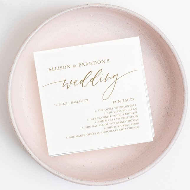 Gold Rustic Elegante Wedding Fun Fakten Napkins Serviette (Von Creator hochgeladen)