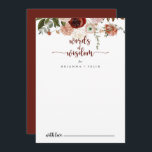 Gold Rustikale blutige Hochzeiten Worte der Weishe Hinweiskarte<br><div class="desc">Diese goldene, rustikale, blumengeschmückte Hochzeitskarte ist perfekt für eine moderne Hochzeit. Die Blume sind handbemalt, Marsala, Rosa, Rosa, Rot, Bordeaux und Gold mit grünen Blätter, die in wunderschönen Kränzen angeordnet sind. Diese Karten sind ideal für Hochzeiten, Brautparty, Babydusche, Graduiertenfest u.v.m. Personalisieren Sie die Karten mit den Namen der Braut und...</div>