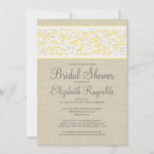 Gold Rustikale Burlap Linen Bridal Dusche Einladun Einladung