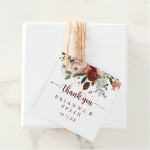 Gold Rustikale farbenfrohe Blumenkalligrafie Hochz Geschenkanhänger