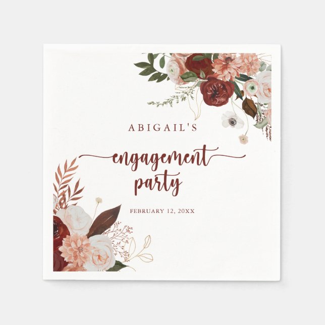 Gold Rustikale farbenfrohe florale Engagement Part Serviette (Vorderseite)