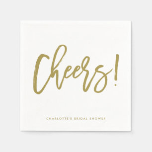 Gold Rustikale Handschrift Cheers Wedding Napkin Serviette