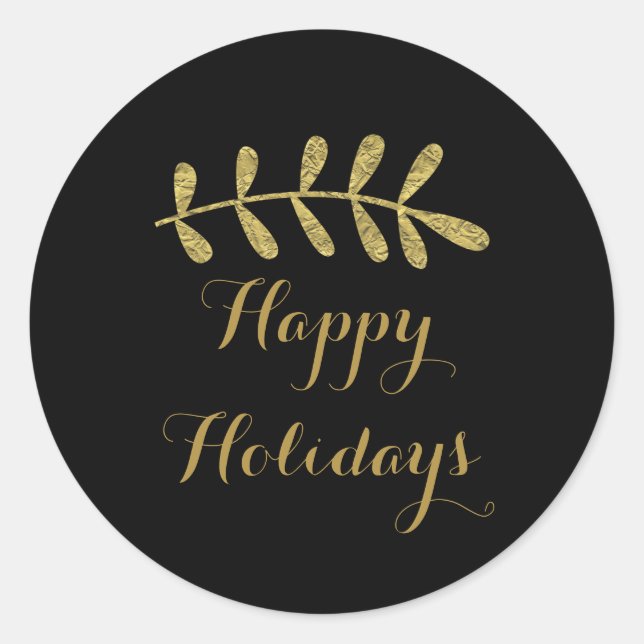 Gold Rustikales Leaf Elegantes Ambiente Runder Aufkleber (Vorderseite)