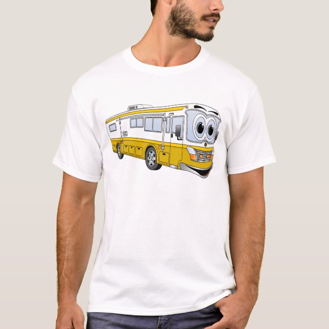 Gold RV Bus Camper Cartoon T-Shirt (Vorderseite)