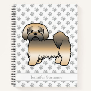 Gold Sable Lhasa Apso Cartoon Hund & Name Notizbuch