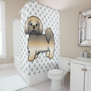 Gold Sable Lhasa Apso Niedlich Cartoon Dog Duschvorhang