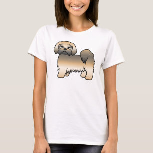Gold Sable Lhasa Apso Niedlich Cartoon Dog T-Shirt