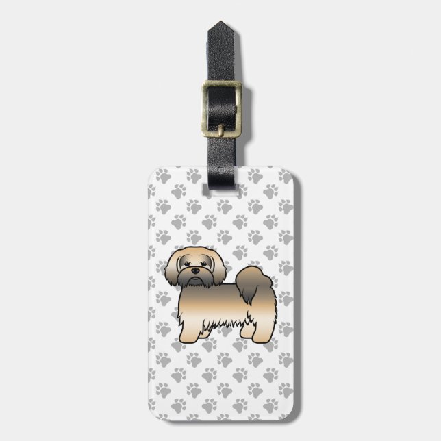 Gold Sable Lhasa Apso Niedlicher Hund und benutzer Gepäckanhänger (Vorderseite vertikal)