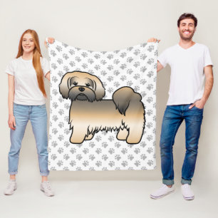 Gold Sable Lhasa Apso Süßer Cartoon-Hund Fleecedecke