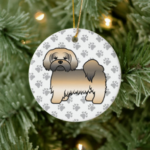 Gold Sable Lhasa Apso Süßer Cartoon-Hund Keramik Ornament