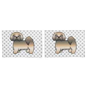 Gold Sable Lhasa Apso Süßer Cartoon-Hund Kissenbezug