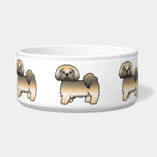 Gold Sable Lhasa Apso Süßer Cartoon-Hund Napf