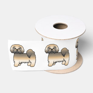 Gold Sable Lhasa Apso Süßer Cartoon-Hund Satinband