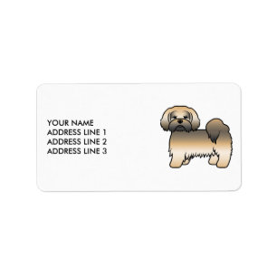 Gold Sable Lhasa Apso Süßer Hund & Benutzerdefinie Adressaufkleber