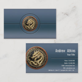 Gold Sacred Eastern Dragon Medallion on Red Velvet Visitenkarte