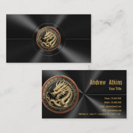 Gold Sacred Eastern Dragon Medallion on Red Velvet Visitenkarte