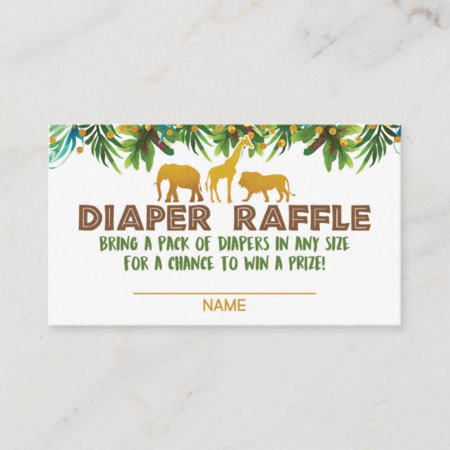 Gold Safari Animal Baby Dusche Windelwaschkarte Begleitkarte (Vorderseite)