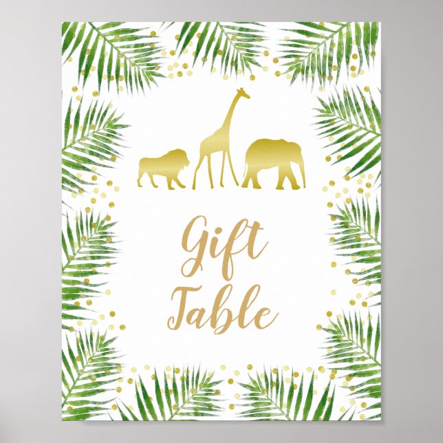 Gold Safari Animals Baby Shoft Tafelschild Poster (Vorne)