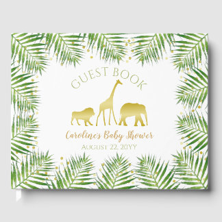 Gold Safari Animals Baby Showbook Gästebuch