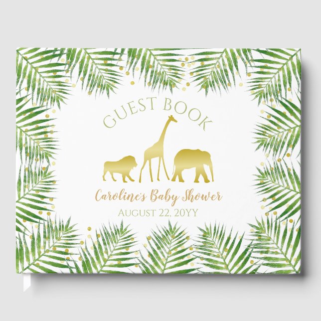 Gold Safari Animals Baby Showbook Gästebuch (Vorderseite)