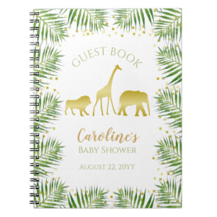 Gold Safari Animals Baby Showbook Notizblock