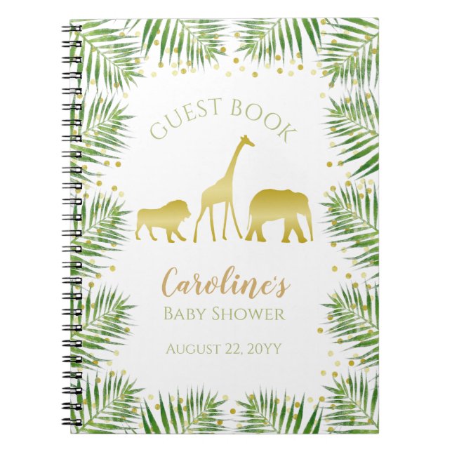 Gold Safari Animals Baby Showbook Notizblock (Vorderseite)