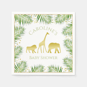 Gold Safari Animals Tropical Baby Dusche Serviette