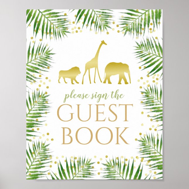 Gold Safari Baby Shower Gästebuchdekor Poster (Vorne)