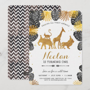 Gold Safari Invitation d'anniversaire