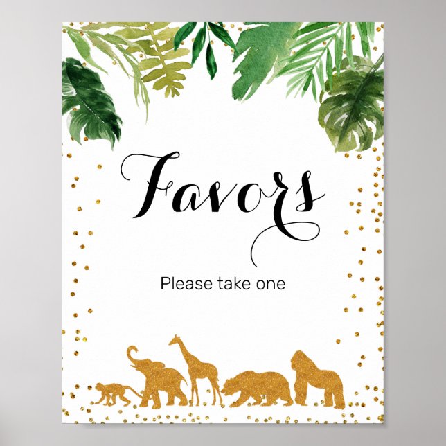 Gold Safari Tier Watercolor Gefälligkeitszeichen Poster (Vorne)