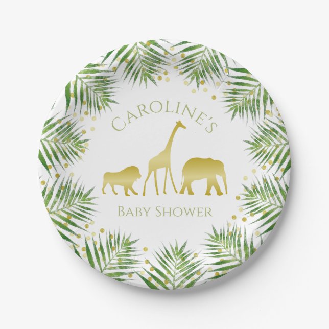 Gold Safari Tropical Baby Duschpapier Teller (Vorderseite)