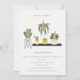 Gold Saga Green Floral Baby shower Invitation