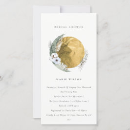 Gold Saga Green Floral Wreath Brautparty laden Dankeskarte