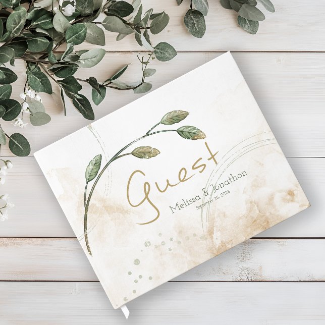 Gold Sage Green Floral Mariage Livre d'or (Créateur téléchargé)