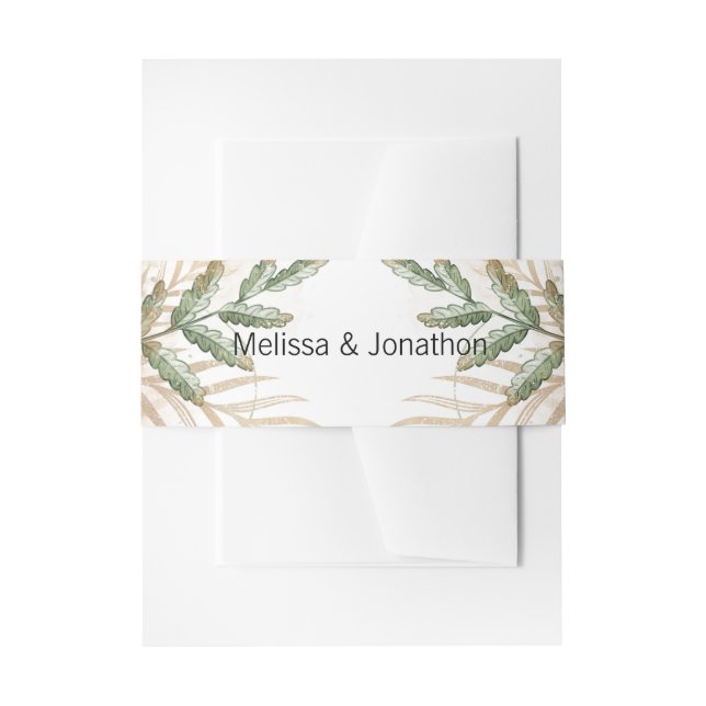 Gold Sage Green Floral Wedding Einladung Bauch Einladungsbanderole (Vorderseite Beispiel)