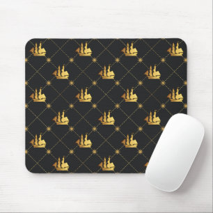 Gold Sail Ship Mouse Pad Mousepad