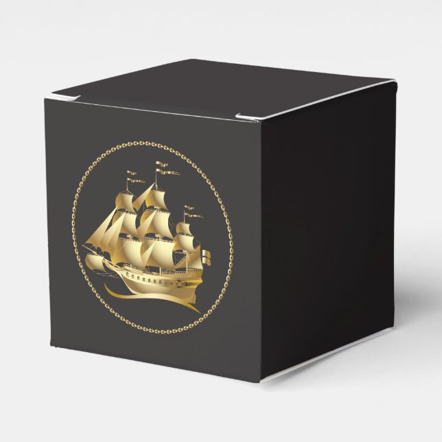 Gold Sailboat Nautical Geschenkschachtel (Vorderseite)