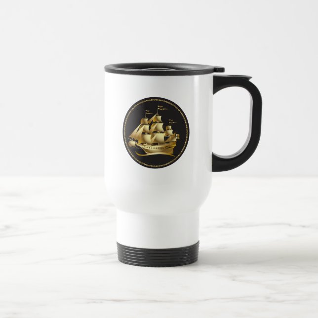 Gold Sailboat Nautical Reisebecher (Rechts)