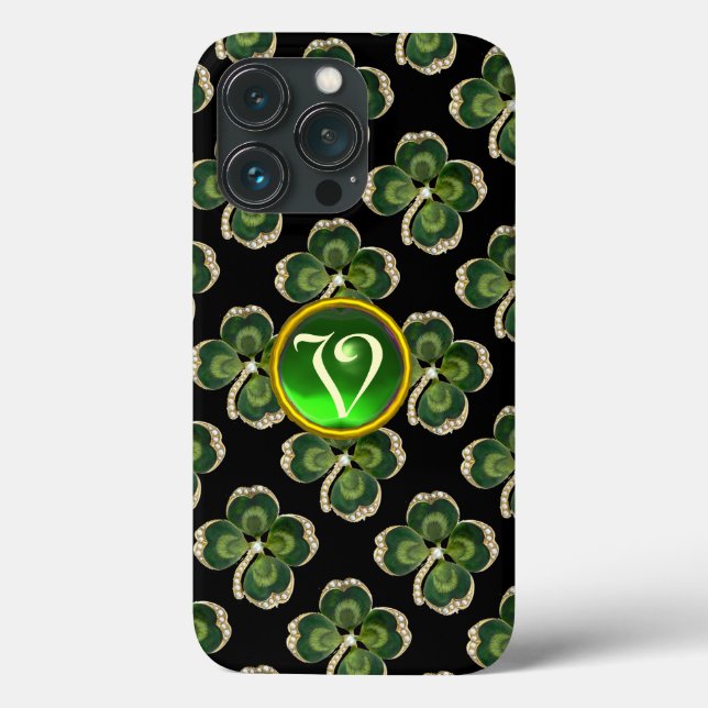 Gold Saint Patrick Kleeblatt Jewel mit Perlen Case-Mate iPhone Hülle (Rückseite)