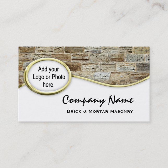 Gold Sandstone Masonry Logo Photo Business Cards Visitenkarte (Vorderseite)