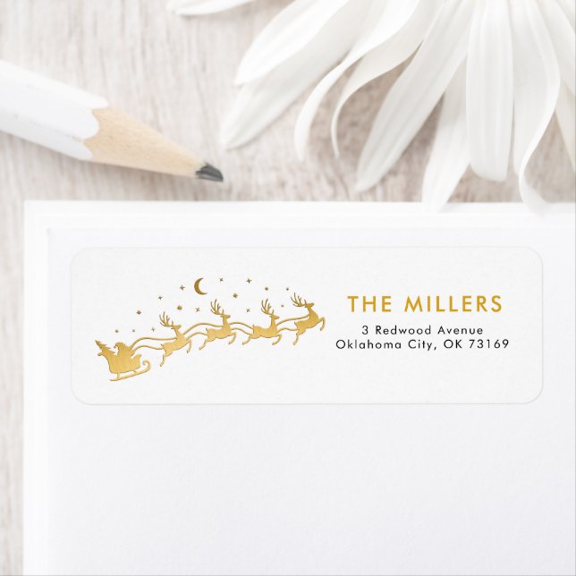 Gold Santa im Schlitten mit Rentieren (Insitu)