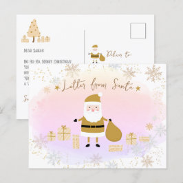 Gold Santa's Nice Liste, Brief vom Weihnachtsmann Feiertagspostkarte