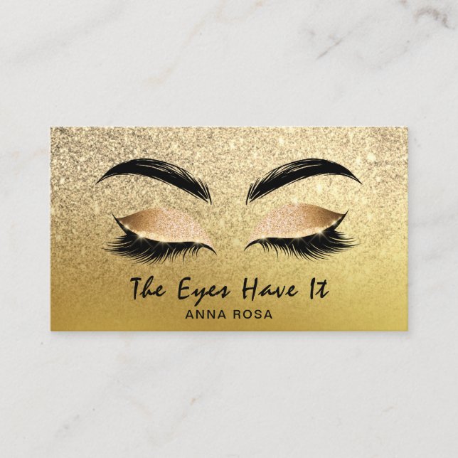 *~* Gold Satin Glitzer Lashes Visitenkarte (Vorderseite)