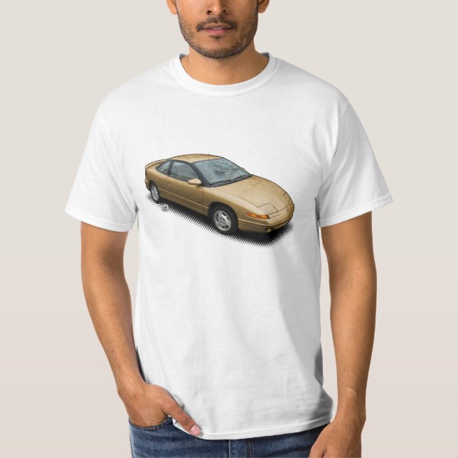 Gold Saturn 1991 SC2 auf weißem T - Shirt (Vorderseite)