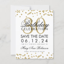 Gold Save the Date 30. Geburtstag Confetti