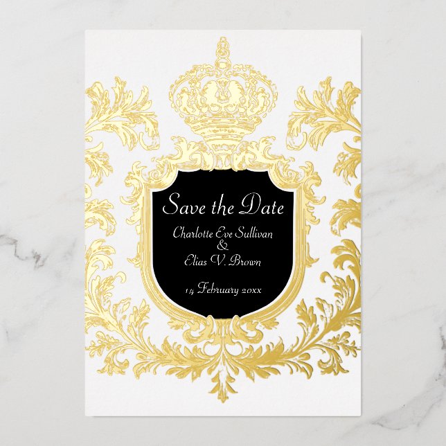 Gold Save the Date, Hochzeit, Folieneinladung (Vorderseite)