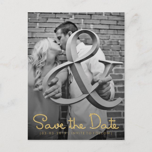 Gold Save the Date Typografie-Ankündigung Ankündigungspostkarte (Vorderseite)