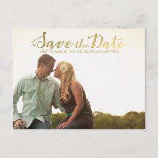 Gold Save the Date Typografie-Ankündigung Postkarte